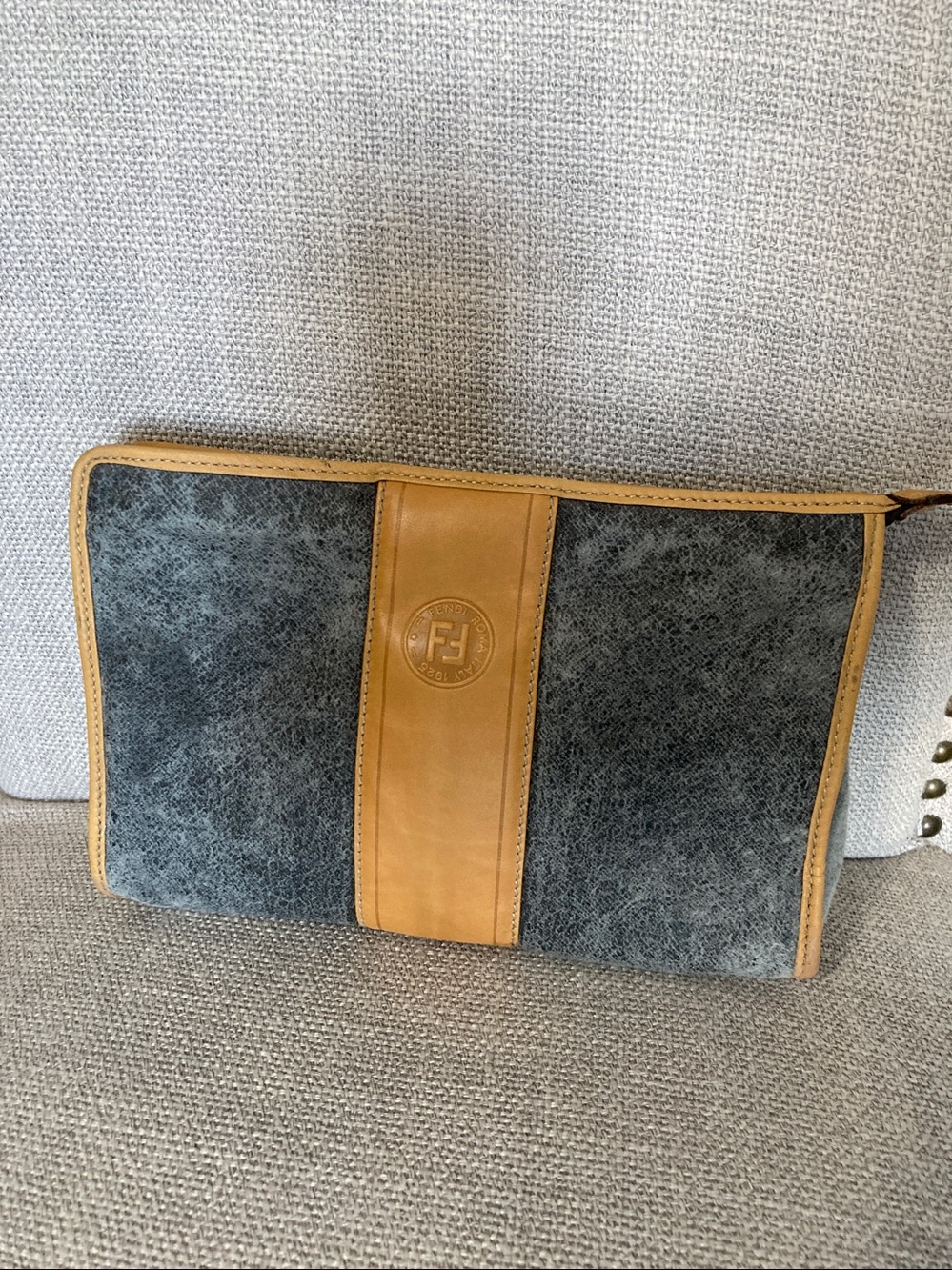 Fendi vintage Gray & Tan Travel Pouch